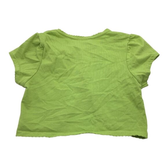 Girls Green Short Sleeve Button Shrug With Blue Flower Accent Top Size 8 Cotton - Picture 2 of 9